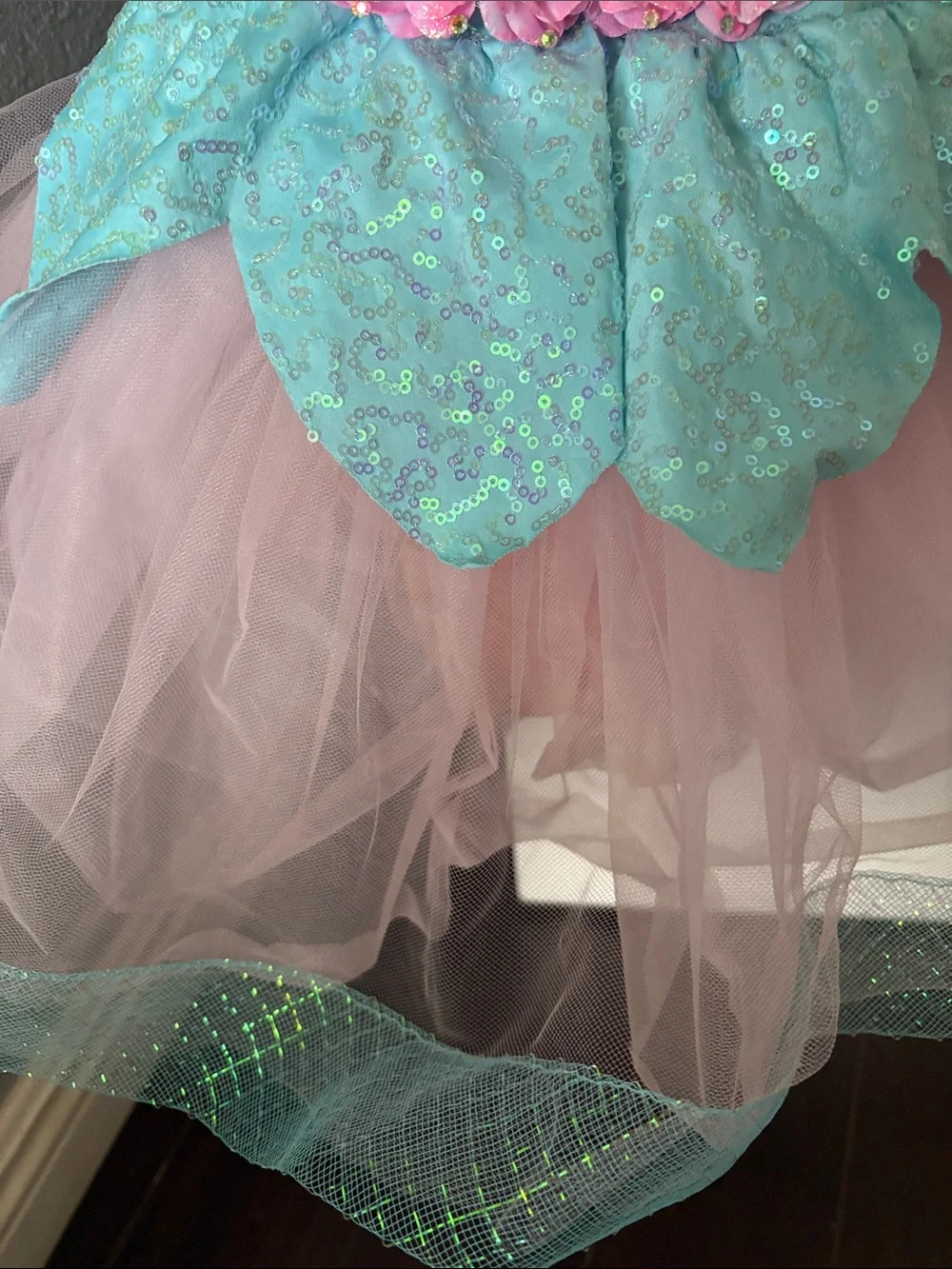 Weissman Aqua and Pink Sequin Tulle Dance Costume like new worn once